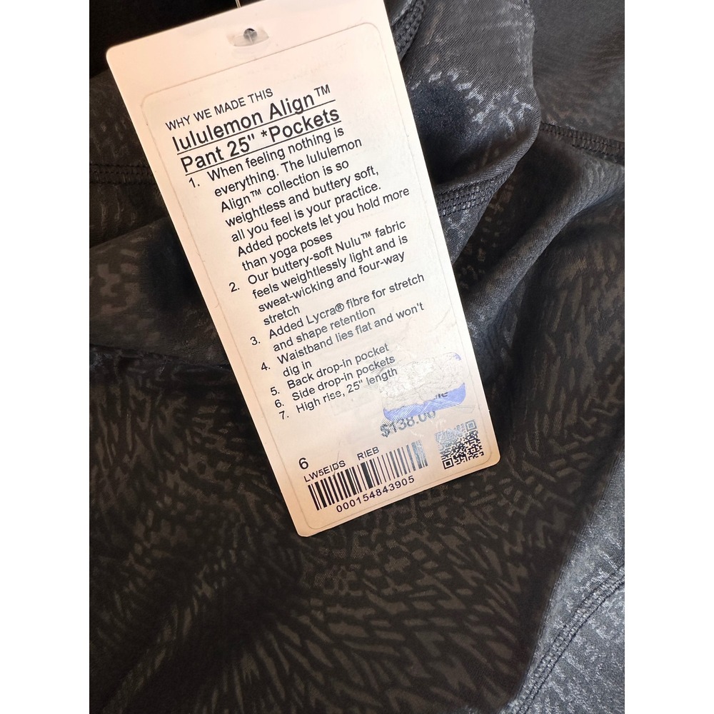 Lululemon Align High-Rise Pant 25 Pockets Ripple Wave Black Multi size 6 - Picture 2 of 4